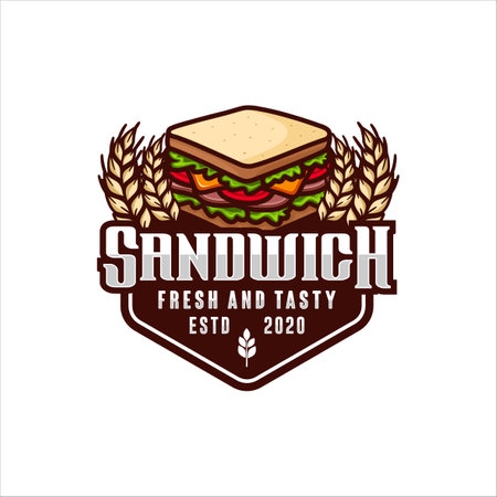 Sandwich fresh and tasty vector design logoのイラスト素材