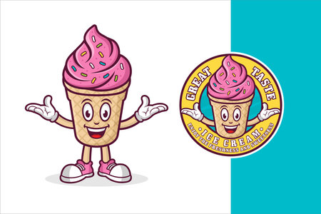 Ice cream mascot premium  designのイラスト素材
