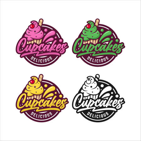 Cupcakes color design premium Collectionのイラスト素材