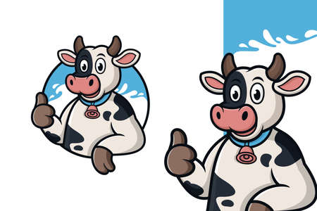 Cow milk mascot design illustrationのイラスト素材