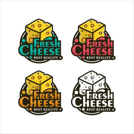 Fresh cheese design logo collectionのイラスト素材