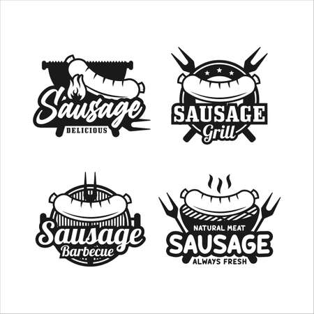 Sausage grill design logo collectionのイラスト素材