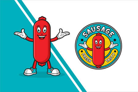 Sausage mascot design template logoのイラスト素材