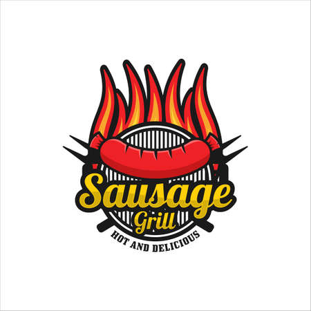 Sausage grill design premium logoのイラスト素材