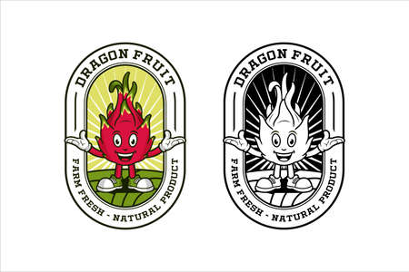 Dragon fruit mascot design template logoのイラスト素材