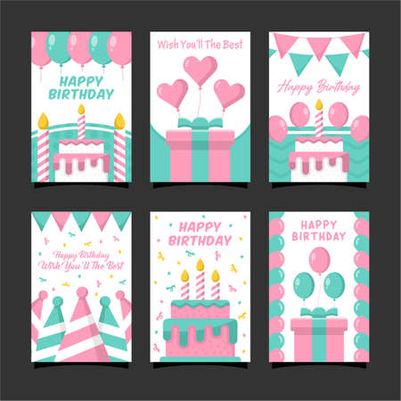 Happy Birthday card design collectionのイラスト素材
