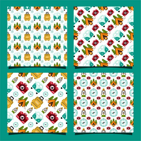 Travellers seamless pattern design collectionのイラスト素材