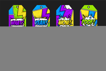 Comic book pop art badge label collectionのイラスト素材