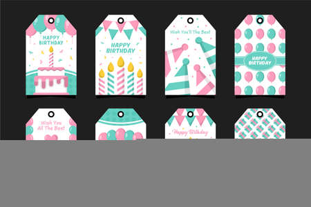 happy birthday badge label design collectionのイラスト素材