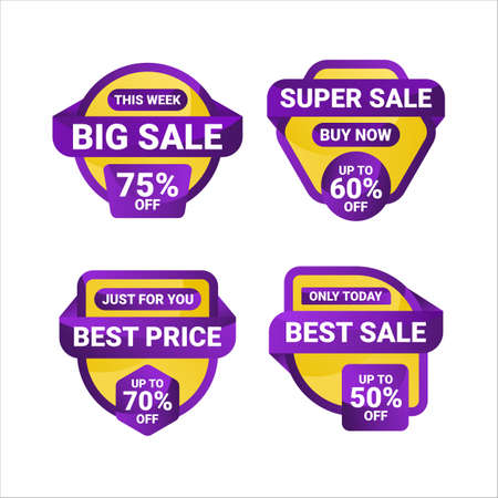 Sale Banner badge label promotion purpple yellow color design collectionのイラスト素材