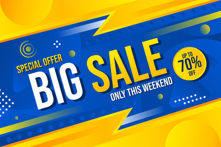 Big sale banner promotion abstract background yellow blue color designのイラスト素材