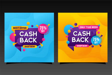 Social media promotion banner cash back colorful design collectionのイラスト素材