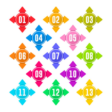 Arrows bullet point colorful vector design collectionのイラスト素材