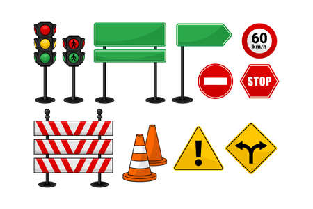 Road sign traffic light illustration design collectionのイラスト素材