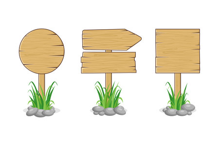 Wooden sign vector design collectionのイラスト素材