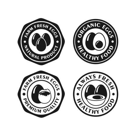 Farm fresh eggs badge stamp design collectionのイラスト素材