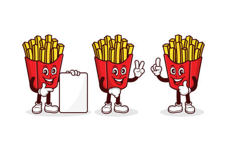 French Fries cartoon character vector design collectionのイラスト素材