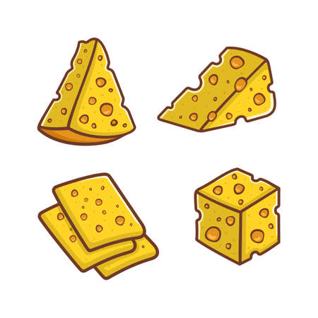 Cheese vector design cartoon collectionのイラスト素材