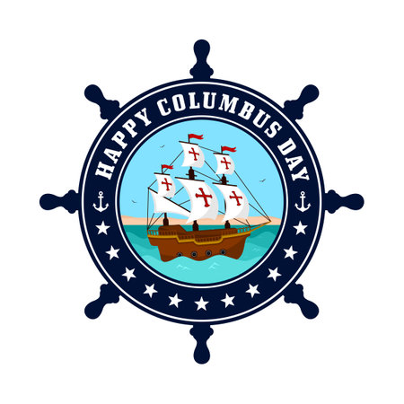 Happy columbus day badge vector design logoのイラスト素材