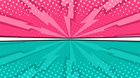 Pop art comic halftone style flat design backgroundのイラスト素材