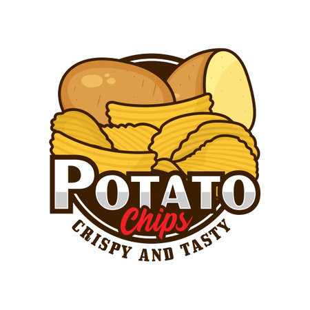 Potato chips crispy and tasty design logoのイラスト素材