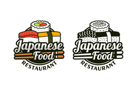 Japanese food restaurant design logo collectionのイラスト素材