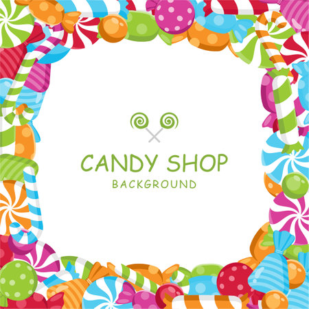 Candy shop colorful design backgroundのイラスト素材