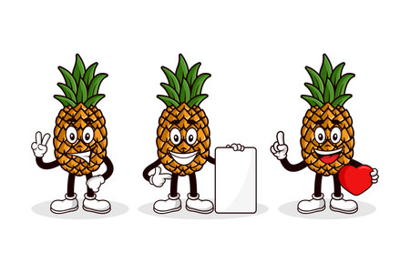 Pineapple fruit cartoon character design collectionのイラスト素材