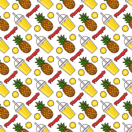 Pineapple fruit seamless pattern background designのイラスト素材