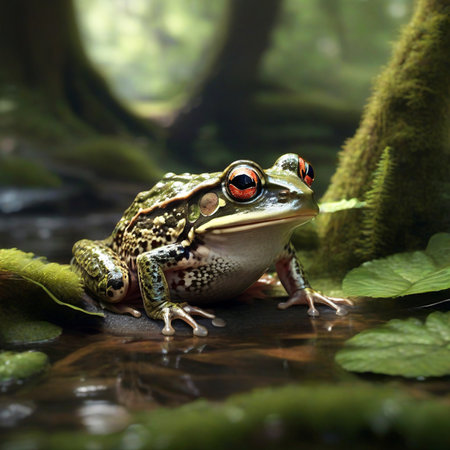 Frog in the rainforest. Wildlife scene from the nature.の素材