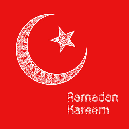 Zentangle stylized Ramadan Kareem greetings background. Ramadan the Generous Month of fasting for Muslims in lace doodle style.のイラスト素材