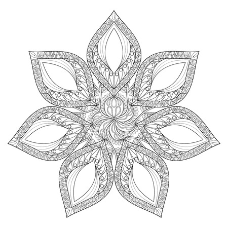 Vector Mandala. Hand drawn zentangle mandala illustration, Artistically decorative henna mandala for tattoo design. Lace boho art.のイラスト素材