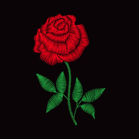 Embroidery rose for fashion clothes, apparel decoration.のイラスト素材