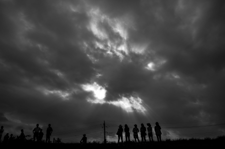The standing peopleの写真素材