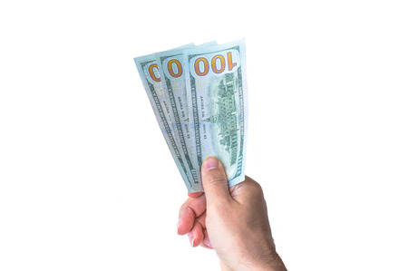 Man giving three hundred US Dollars