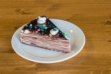 Slice of thousand layers cake, famous French cakeの写真素材