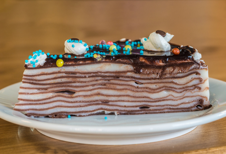 Slice of thousand layers cake, famous French cake