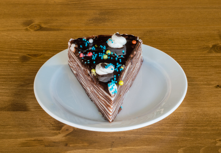 Slice of thousand layers cake, famous French cakeの写真素材