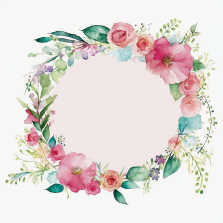Floral Frame for Elegant Greeting Cards, Invitations, and Wedding Announcements with Copy Spaceの素材