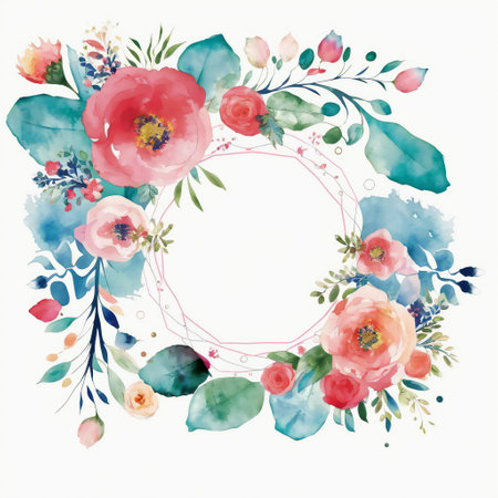 Floral Frame for Elegant Greeting Cards, Invitations, and Wedding Announcements with Copy Spaceの素材