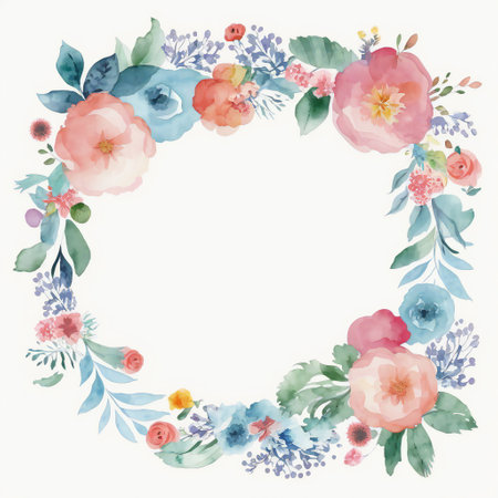 Floral Frame for Elegant Greeting Cards, Invitations, and Wedding Announcements with Copy Spaceの素材