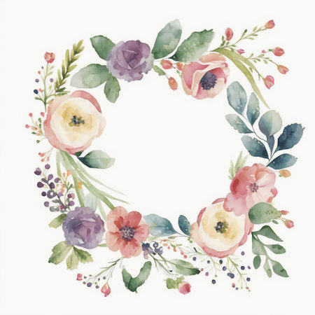 Floral Frame for Elegant Greeting Cards, Invitations, and Wedding Announcements with Copy Spaceの素材
