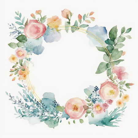 Floral Frame for Elegant Greeting Cards, Invitations, and Wedding Announcements with Copy Spaceの素材