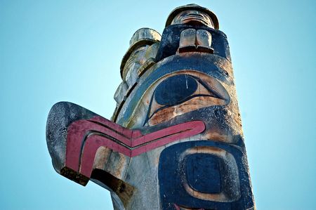 Pacific northwest totem poleの写真素材