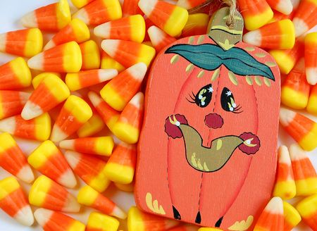Candy corn with pumpkin
