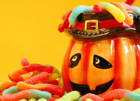 Pumpkin with candy worms