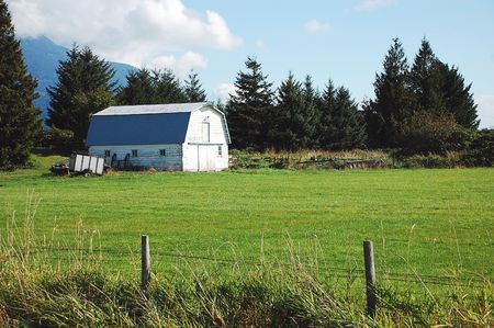 White wooden barnの写真素材
