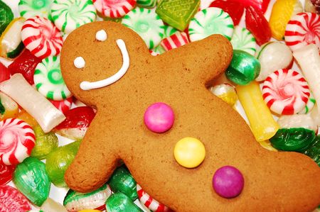 Gingerbread man and christmas candy