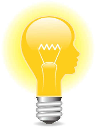 The Electric lamp in the form of the head of the person. The Vector illustration.のイラスト素材