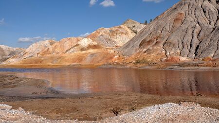 mountain landscape with blue sky and cloudsの写真素材